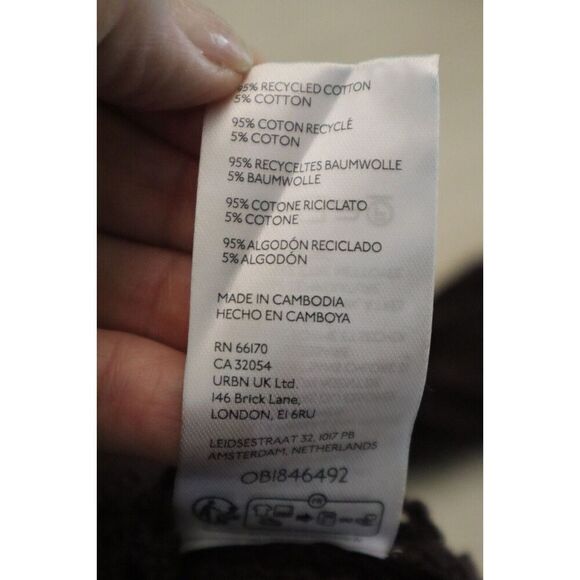 BDG x Urban Outfitters OB1846492 Men Sz M Brown Open Knit Beach Cardigan Sweater - Picture 4 of 7